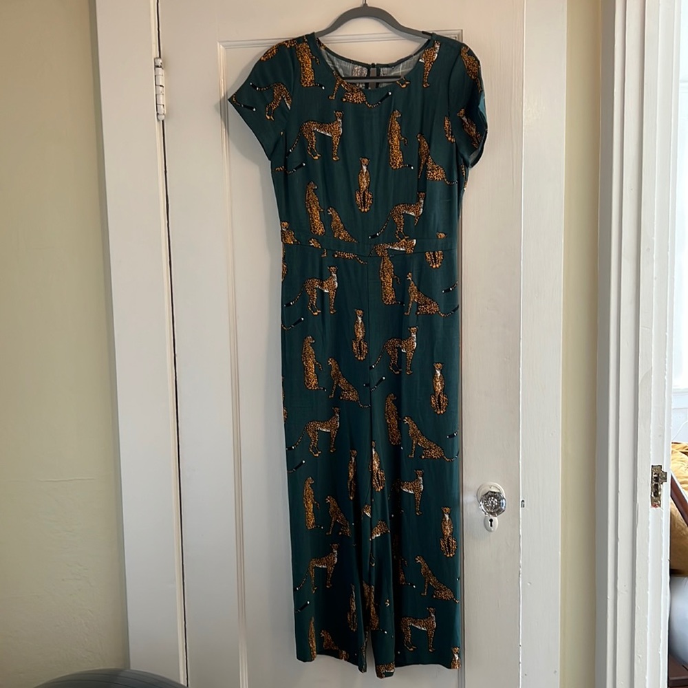 New Teal Jumpsuit with Cheetah Print